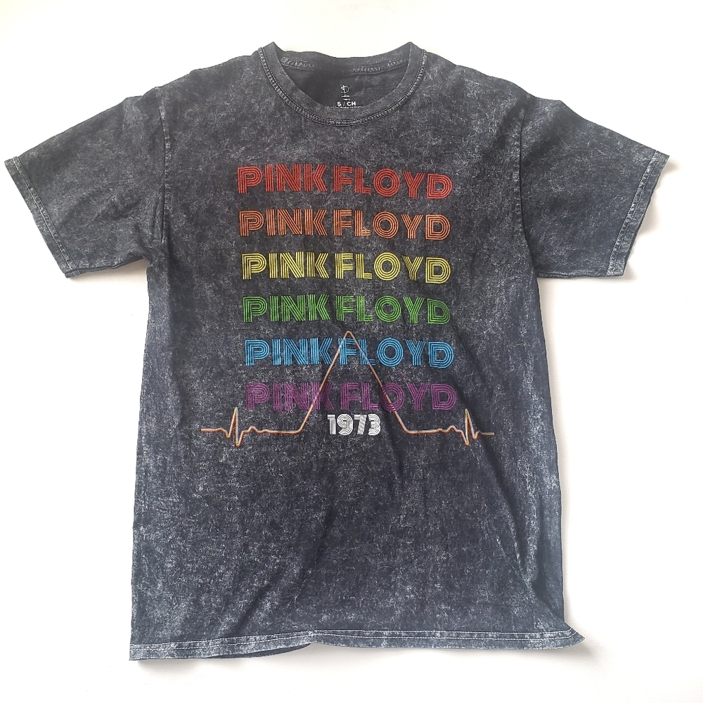 Pink Floyd Rainbow Graphic Acid Wash Short Sleeve TShirt Small